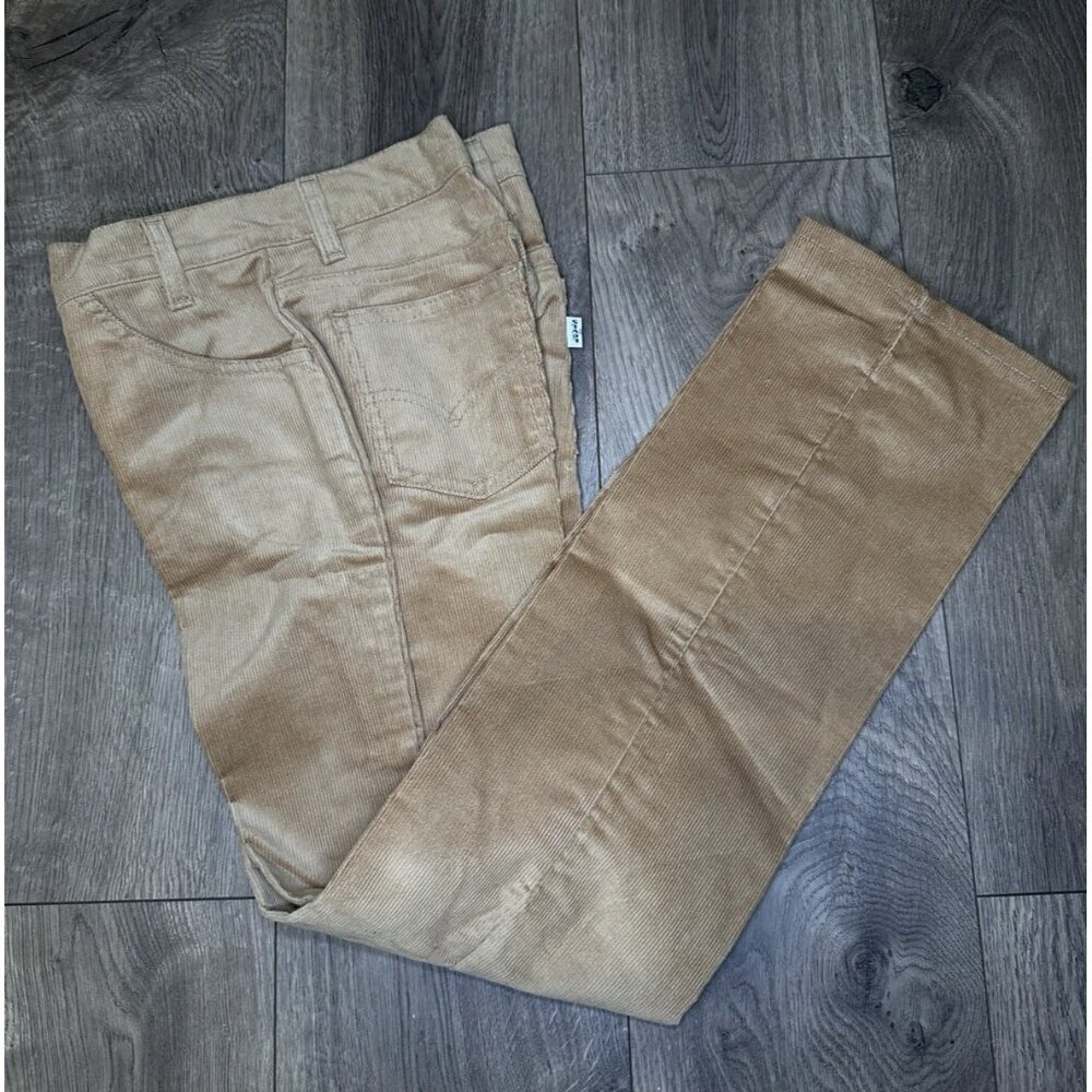 VTG 70's Levi's 719-1523 Corduroy Size 26x28 Student Fit Tan Pants YKK 45 zip